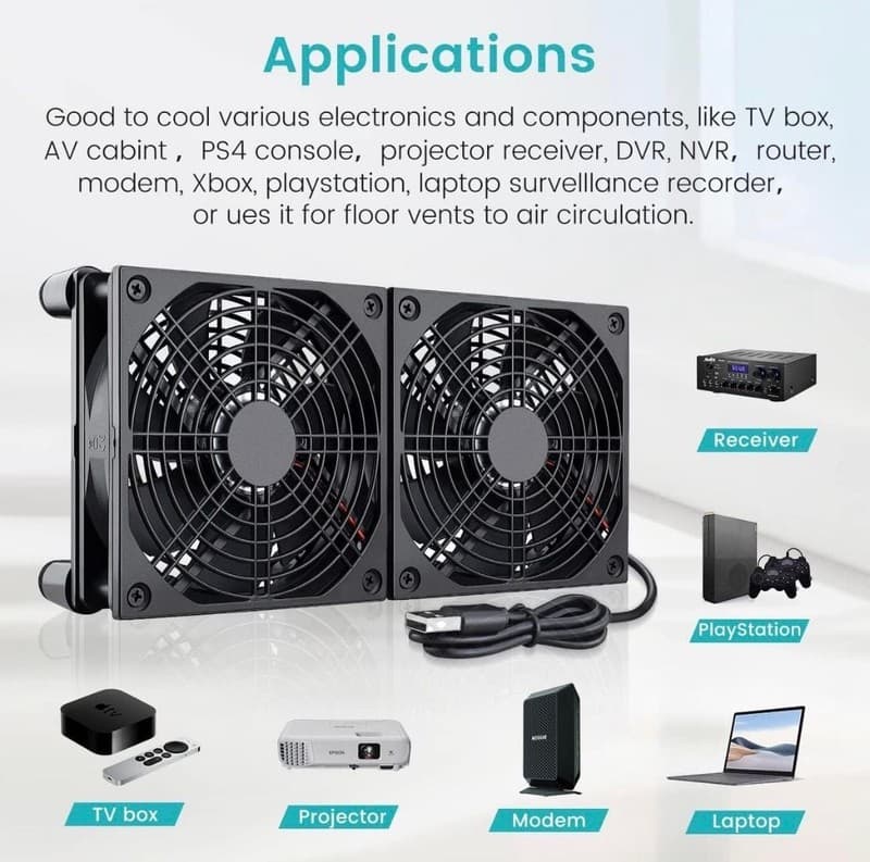 Router Cooling Fan DIY PC Cooler TV Box Wireless Quiet DC 5V USB Power 120mm 240 - Thumbnail 7