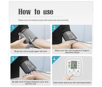 Electronic Blood Pressure Monitor Automatic Arm Style Digital LCD - Thumbnail 6