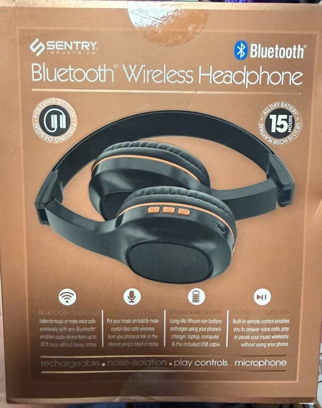Sentry Industries Bluetooth Wireless Folding Headphones with Mic - Thumbnail 3