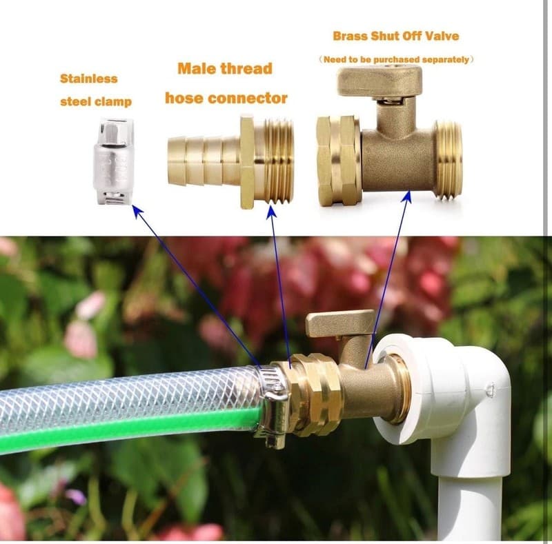 Twinkle Star Solid Brass Garden Hose Repair Connector with Clamps, Male and Fema - Thumbnail 5
