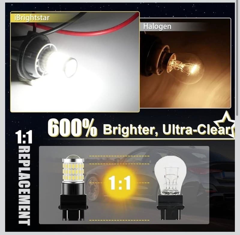 iBrightstar 3157 3156 LED Bulb White for Backup Reverse Lights Tail Brake Lights - Thumbnail 2