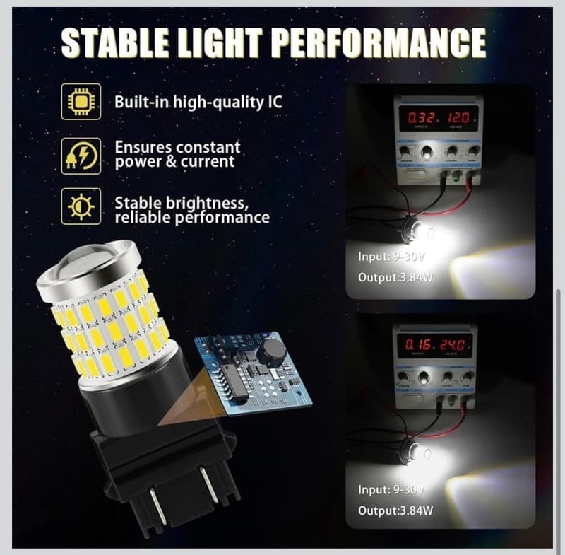 iBrightstar 3157 3156 LED Bulb White for Backup Reverse Lights Tail Brake Lights - Thumbnail 4