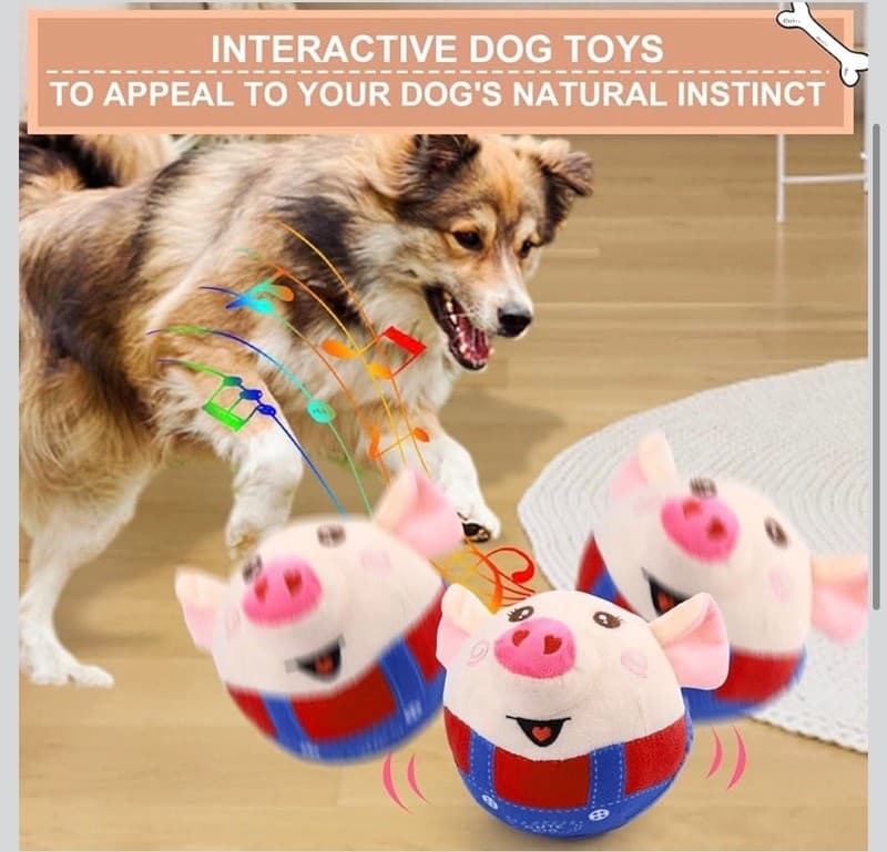 Jumping Squeaky Pig Dog Toy with Recording and Music Modes - Thumbnail 2