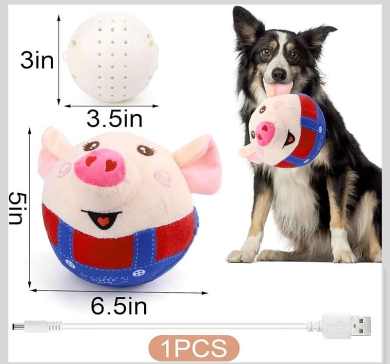 Jumping Squeaky Pig Dog Toy with Recording and Music Modes - Thumbnail 5