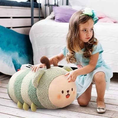 Kawaii Green Caterpillar Plush Body Pillow Stuffed Animal Toy - Thumbnail 4