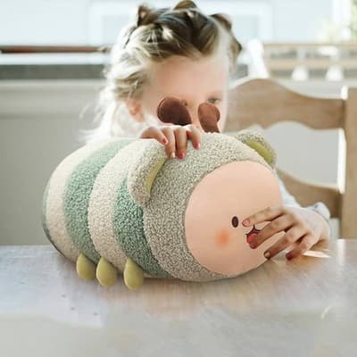Kawaii Green Caterpillar Plush Body Pillow Stuffed Animal Toy - Thumbnail 7