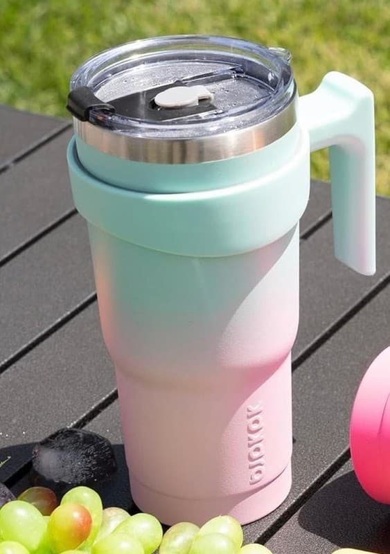 BJPKPK 40 oz Tumbler With Handle Insulated Tumblers With Lid And Extra Lid Stain