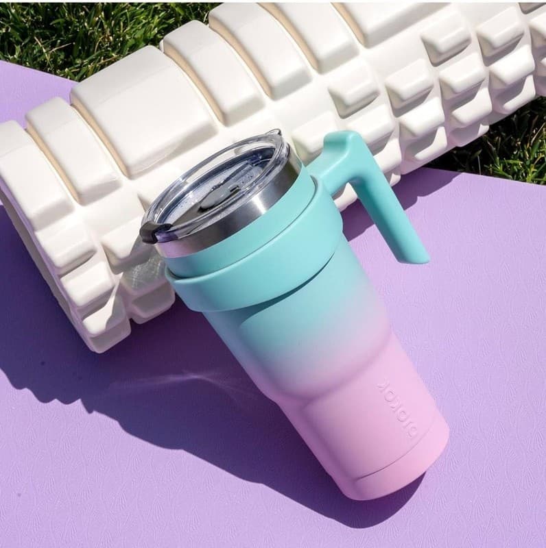 BJPKPK 40 oz Tumbler With Handle Insulated Tumblers With Lid And Extra Lid Stain - Thumbnail 4