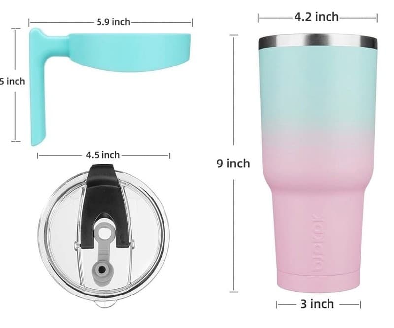 BJPKPK 40 oz Tumbler With Handle Insulated Tumblers With Lid And Extra Lid Stain - Thumbnail 2
