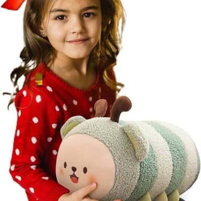 Kawaii Green Caterpillar Plush Body Pillow Stuffed Animal Toy - Thumbnail 2