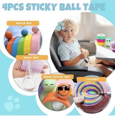 Nano Tape Bubble Kit for Kids, 4 Sticky Ball Tapes and 6 Nano Tapes, Squishy ... - Thumbnail 3