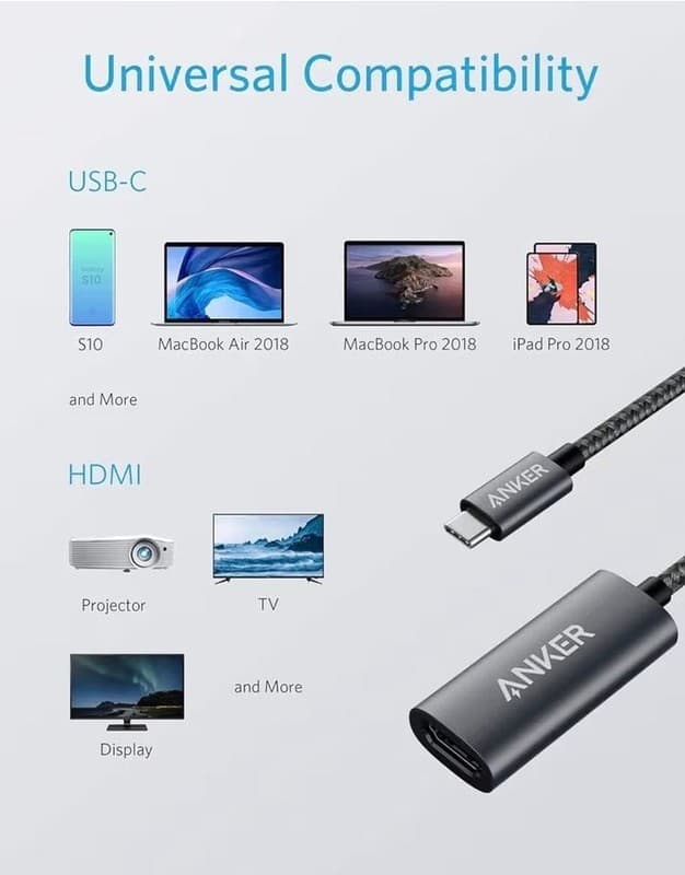 Anker USB-C to HDMI Adapter, Braided Nylon Cable - Thumbnail 3