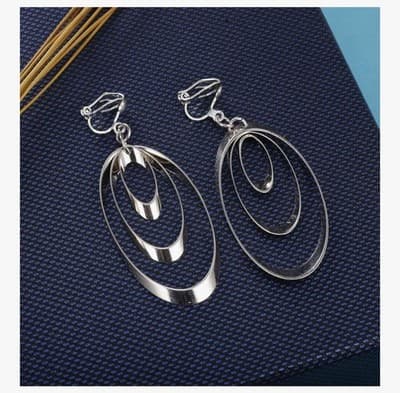 15 Clip-On Earrings Set - Celtic Knot, Long Bar & Tear Drop Clip On Silver - Thumbnail 6