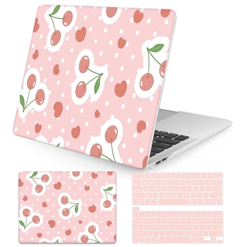 Seorsok Pink Cherry Hard Shell Case with Keyboard Cover for MacBook Pro 13 inch