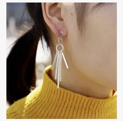 15 Clip-On Earrings Set - Celtic Knot, Long Bar & Tear Drop Clip On Silver - Thumbnail 4