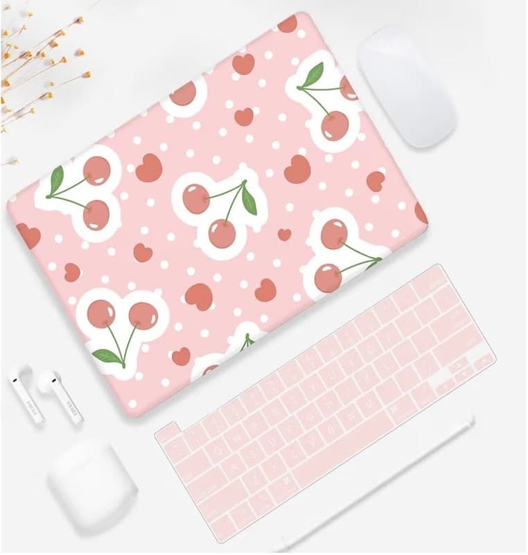 Seorsok Pink Cherry Hard Shell Case with Keyboard Cover for MacBook Pro 13 inch - Thumbnail 4