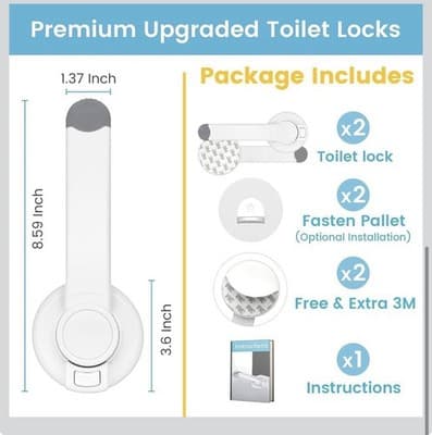 4our Kiddies Baby Toilet Lock 2 Pack for Child Safety, Baby Proof Toilet Seat - Thumbnail 8