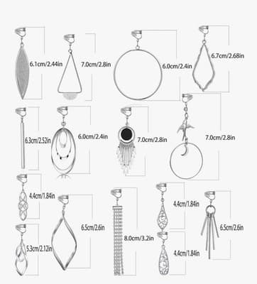 15 Clip-On Earrings Set - Celtic Knot, Long Bar & Tear Drop Clip On Silver - Thumbnail 2