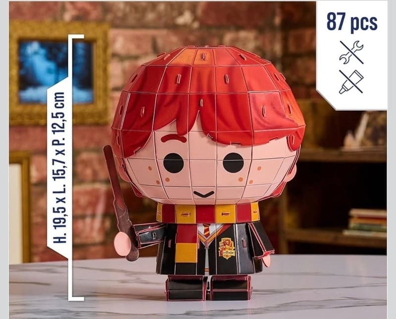 4D Build Harry Potter Ron Weasley Chibi 3D Puzzle Model Kit, 87 Pieces - Thumbnail 4