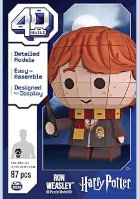 4D Build Harry Potter Ron Weasley Chibi 3D Puzzle Model Kit, 87 Pieces