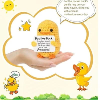 Handmade Crochet Positive Duck Emotional Support Plushie - Thumbnail 3