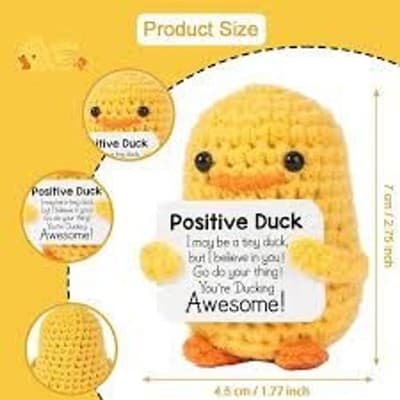 Handmade Crochet Positive Duck Emotional Support Plushie