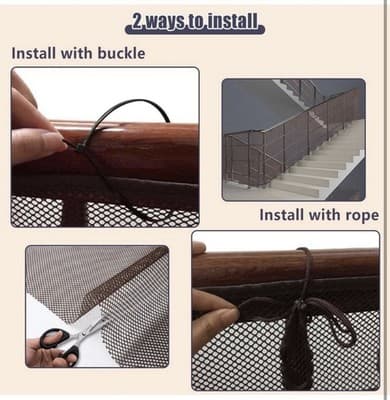Banister Guard Balcony Netting Stairs Railing Stairs Nylon Net 10 ft L x 2.6 - Thumbnail 3