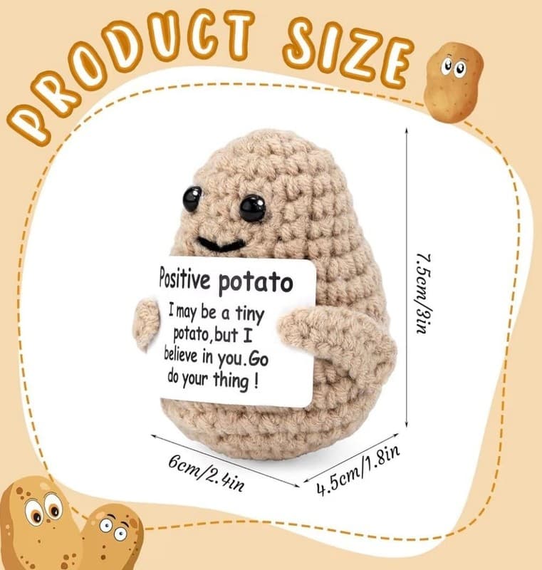 Handmade Crochet Positive Potato Emotional Support Gift - Thumbnail 2