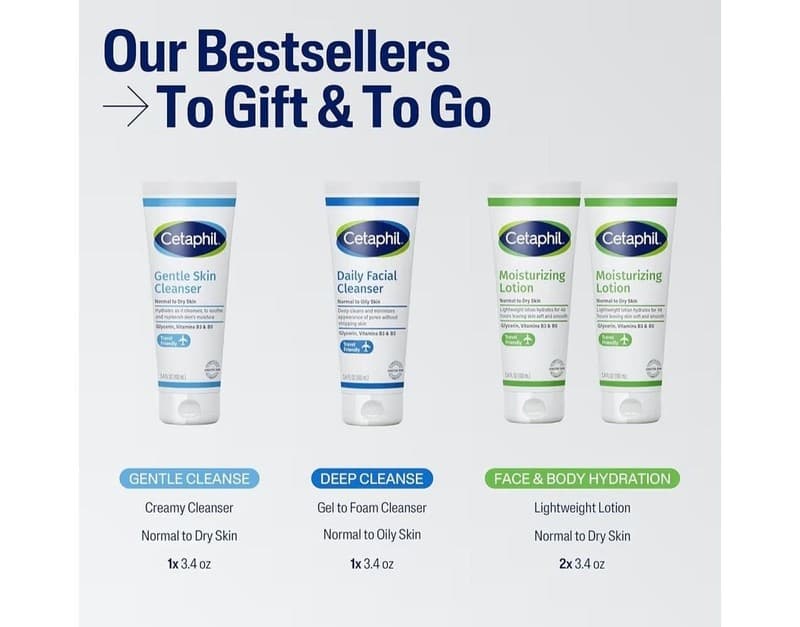 Cetaphil The Gift Set for Sensitive Skin, 4-Piece Travel Skincare Kit, 4 x 3.4 o - Thumbnail 5