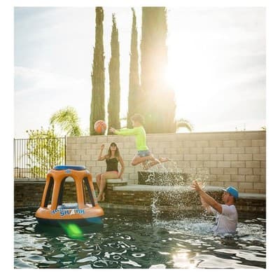 Swimming Pool Basketball Hoop Set by Hoop Shark - Orange/Blue - Inflatable Ho - Thumbnail 2