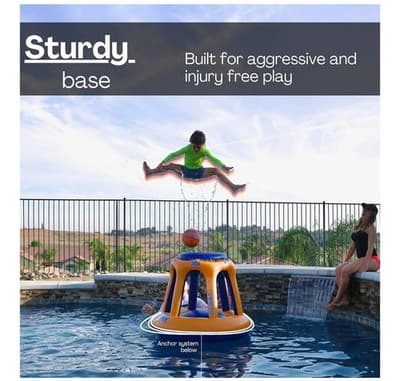 Swimming Pool Basketball Hoop Set by Hoop Shark - Orange/Blue - Inflatable Ho - Thumbnail 8