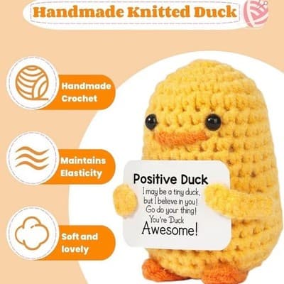 Handmade Crochet Positive Duck Emotional Support Plushie - Thumbnail 4
