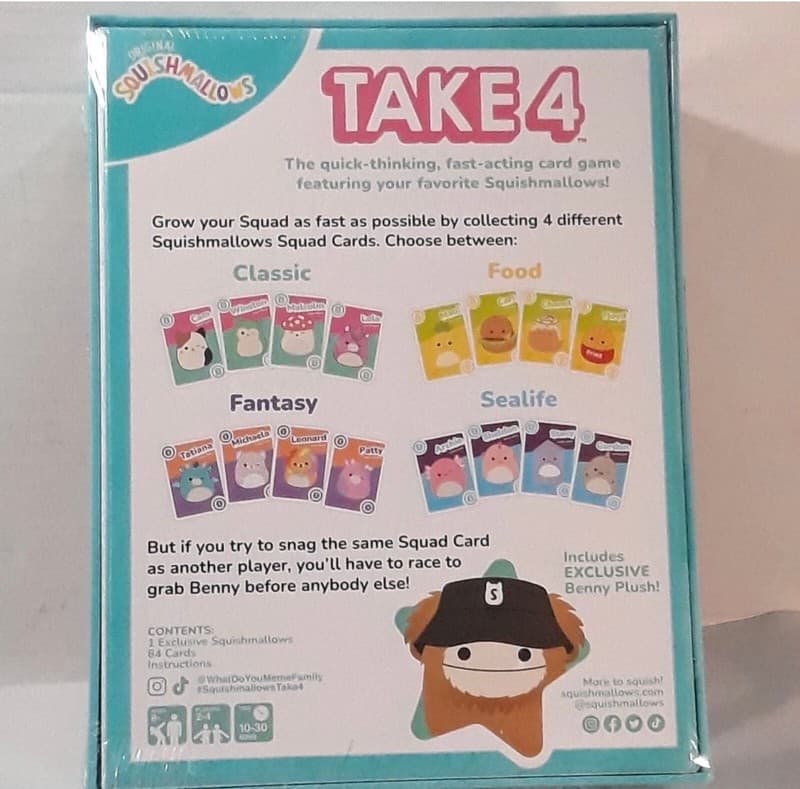 Squishmallows Take 4 Card Game with Exclusive Benny Plush - Thumbnail 2