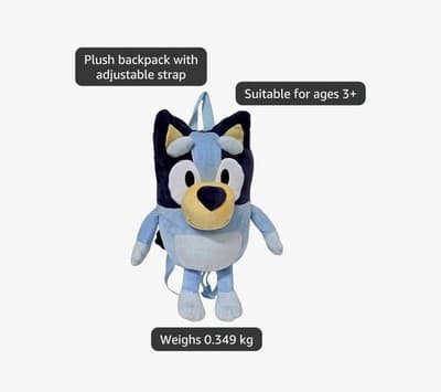 *NEW* Kids' Bluey Plush 16" Backpack - Blue - Thumbnail 4
