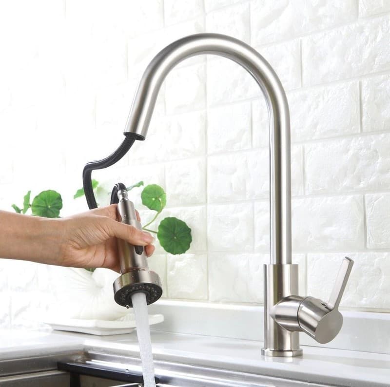 Homelody 2-Function Pull Down Kitchen Faucet Sprayer Replacement Head Brushed Ni - Thumbnail 6