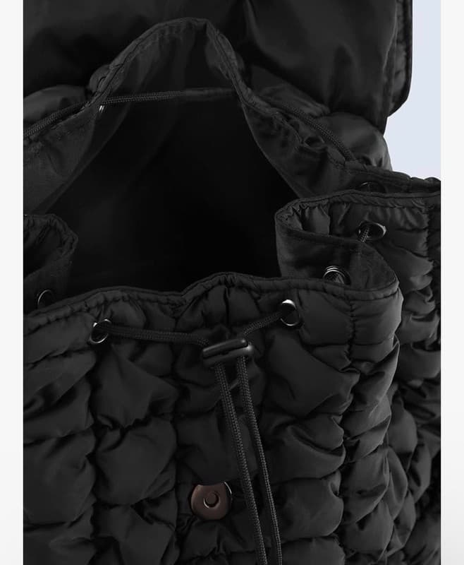 CONTAIL Black Puffy Quilted Backpack Lightweight Cloud Bag - Thumbnail 5