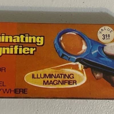 Vintage Justen Products Illuminating Magnifier In Original Box Made In Hong Kong
