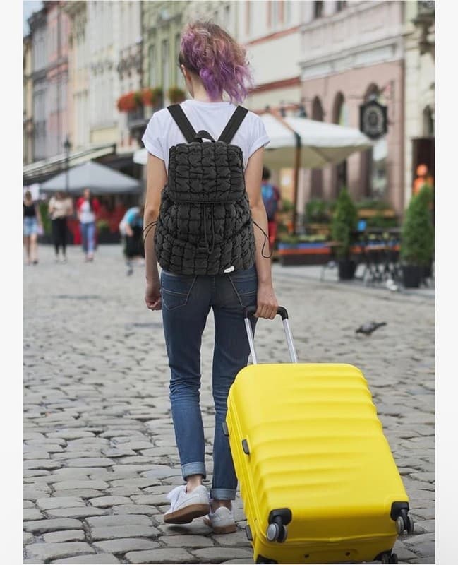 CONTAIL Black Puffy Quilted Backpack Lightweight Cloud Bag - Thumbnail 8