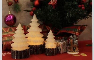 Christmas Tree Flameless Candles Battery Operated with Timer, LED A-Birch Bark - Thumbnail 8