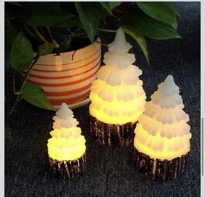 Christmas Tree Flameless Candles Battery Operated with Timer, LED A-Birch Bark - Thumbnail 4