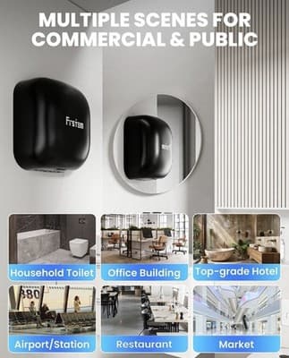1800W Commercial Hand Dryers, High Speed Hand Dryer for Home, Bathrooms - Thumbnail 5