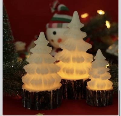 Christmas Tree Flameless Candles Battery Operated with Timer, LED A-Birch Bark - Thumbnail 5