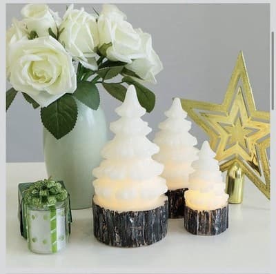 Christmas Tree Flameless Candles Battery Operated with Timer, LED A-Birch Bark - Thumbnail 2