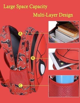 3D Spider Cartoon Large Capacity Schoolbag + Pencil Case Waterproof for Boys ... - Thumbnail 4