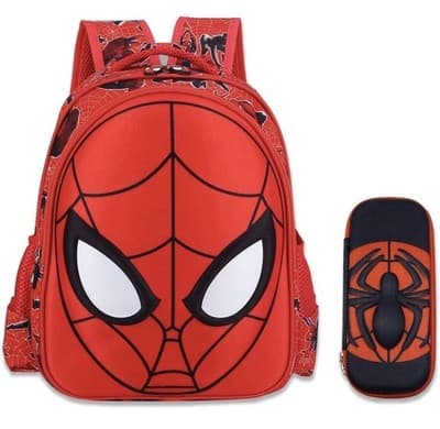 3D Spider Cartoon Large Capacity Schoolbag + Pencil Case Waterproof for Boys ...
