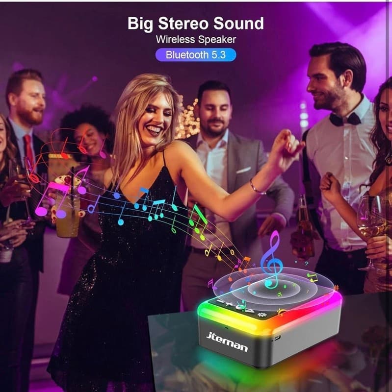 JTEMAN Cell Phone Stand with Bluetooth Speaker and RGB LED Rhythm Light - Thumbnail 2