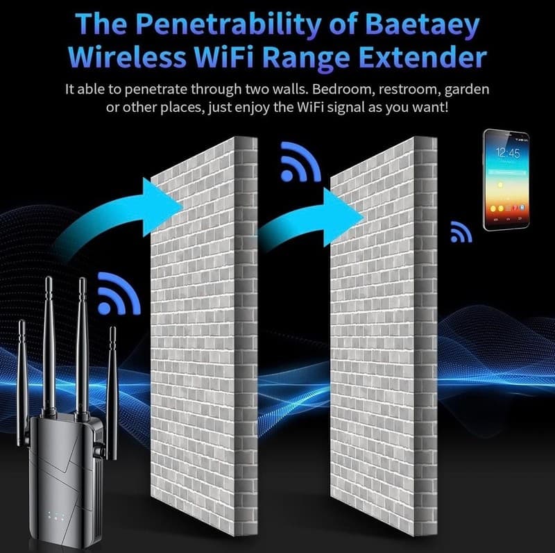 Baetaey 300Mbps Wireless WiFi Range Extender Signal Booster with 4 Antennas and - Thumbnail 5