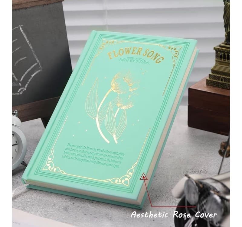 MGGAO Flower Song Mint Green A5 Hardcover Journal - 216 College Ruled Pages - Thumbnail 2