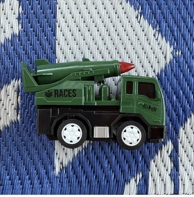 Green Friction Toy Missile Launcher Truck Pull Back Push & Go