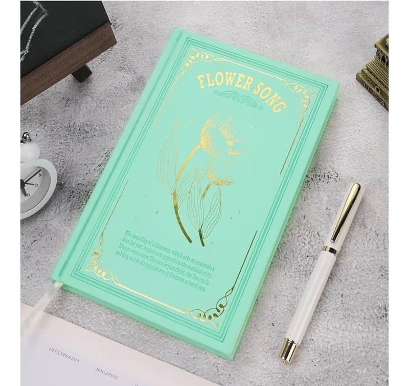 MGGAO Flower Song Mint Green A5 Hardcover Journal - 216 College Ruled Pages - Thumbnail 6